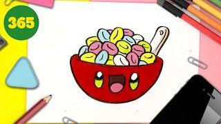 HOW TO DRAW A CUTE BOWL OF CEREALS KAWAII  Cute drawings 