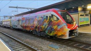 Transport for Wales new vandalised trains passing Reading 66001 5Q99 Dollands Moor - Cardiff Canton