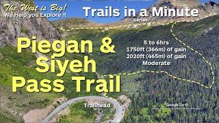 Glaciers Piegan Pass and Siyeh Pass Trails in a minute