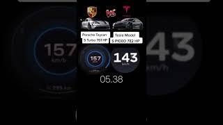 Tesla Model S P100D 782 HP vs Porsche Taycan Turbo S 761 HP #acceleration