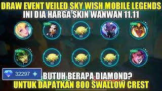 DRAW EVENT VEILED SKY WISH SKIN WANWAN 11.11 MOBILE LEGENDS BUTUH BERAPA DIAMOND? HARGA SKIN 11.11