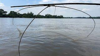 Traditional Cast Net Fishing in River