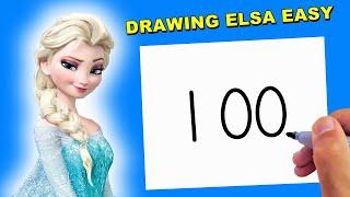 How to draw Elsa From  Frozen  with numbers 100 for beginners