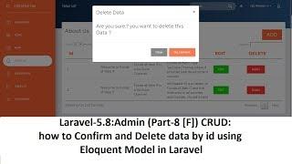 Laravel-5.8Admin Part-8 FCRUD how to Confirm and Delete Data with Eloquent in Laravel
