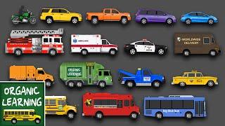 Learning Street Vehicles Names and Sounds for Kids - Learn Cars Trucks Fire Engines & More