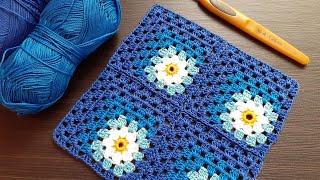 Простой  КВАДРАТНЫЙ МОТИВ вязание крючком для новичков мастер-класс How to Crochet for Beginners