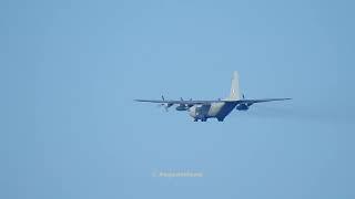 Hellenic Air Force C-130H Hercules descending to land at Chios Island National Airport.