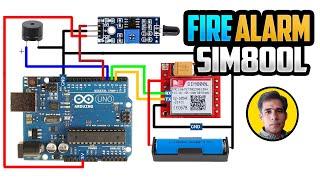 GSM Based Fire Alarm System  Flame Sensor Arduino SIM800L