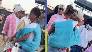 Justin Bieber KISSES Jaden Smith During Coachella Reunion