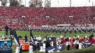 Penn State Blue Band takes the field at the rose bowl 2023 - drum major flip