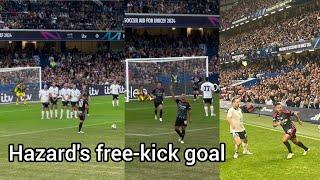 Eden Hazards free-kick goal against England XI at the Stamford bridge.