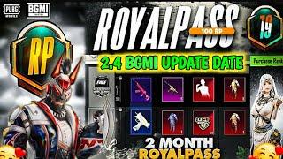 BGMI 2.4 UPDATE RELEASE DATE MONTH 19 ROYAL PASS 1 TO 50 REWARDSPUBG M19 ROYAL PASS  1 TO 50 RP