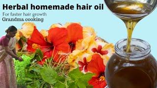 Grandma Makes Herbal Hair Oil - Village Style  Homemade Hair Oil for Strong & Dense Hair