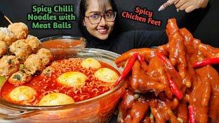 Eating Spicy Noodles & Chicken Feet  Big Bites  Asmr Eating  Mukbang