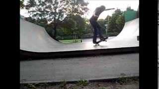 Skateboarding miniramp wheelies
