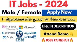 IT Companies Recruitment 2024 software jobs Today openings 2024  Attend Demo get job opportunity