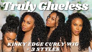 THE MOST NATURAL LOOKING CURLY WIG TUTORIAL KINKY 4C EDGE GLUELESS WIG For Beginners UNICE HAIR