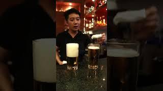 How a good bartender pour beer correctly so the stomach will not bloat.  #shorts