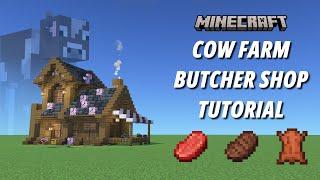 Minecraft Cow Farm  Butcher Shop Tutorial Aesthetic Farm JavaBedrock Edition 1440p HD