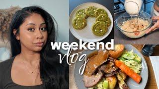 baking is therapy weekend vlog sunday roast pr unboxing & matcha cookies  