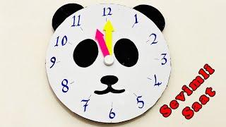 Kartondan Saat Yapımı Panda Şeklinde Saat - Saati Öğreniyorum