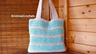 Simple Striped Tote Bag - Easy Crochet Pattern