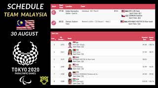 Jadual Team Malaysia 30 Ogos 2021 Paralimpik Tokyo 2020  Team Malaysia - Paralympic Schedule