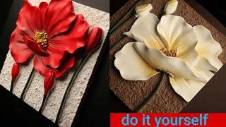 wall Art decoration ideas  Bas relief paintingsMaking flowers using wall putty  wall decor ideas.