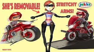 Incredibles 2 Elastigirl Stretching & Speeding Elasticycle BEST Stretching Poseable Doll Tubey Toys