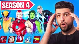 FORTNITE SEASON 4 BATTLEPASS REACTION 100% UNLOCKED - Iron Man Thor Wolverine and MORE