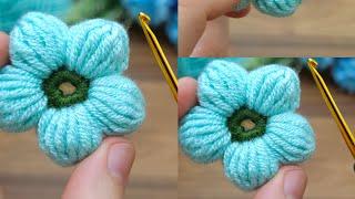 Woww Very easy  blue color very sweet crochet motif flower motif making #crochet #knitting