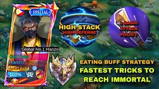 EATING BUFF STRATEGY  NEW HANZO TRICKS TO REACH MYTHICAL IMMORTAL dont tell to anyone