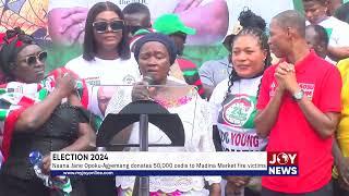 Election 2024 Naana Jane Opoku-Agyemang donates 50000 to Madina Market fire victims. #ElectionHQ