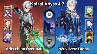 C0 Arlecchino Overload & C0 Neuvillette Furina - Spiral Abyss 4.7 Floor 12 Genshin Impact