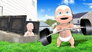 Baby Escapes Basement After Training MUSCLES - Whos Your Daddy 2