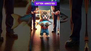 Unexpected Police Arrest Kitten for Fishing Activity #cat #cute #aicatimages #cutecats