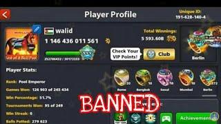 Walid Level 999 Account Banned - 8 Ball Pool