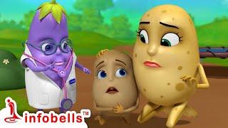 ఐదు ఆలూ పిల్లలు మంచం మీద దూకుతున్నారు-Aloos Number Song  Telugu Rhymes for Children  Infobells