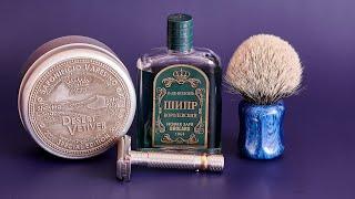 ROCNEL Gold Ring Razor. Saponificio Varesino Desert Vetiver и Shavemac  HomeLike Shaving