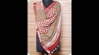 Kalamkari Slub Cotton Dupatta  Dupatta With Zari Border  Hand Block Print Dupatta