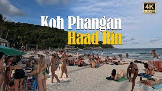 Koh Phangan l Haad Rin of October many people at the beach【 4K】