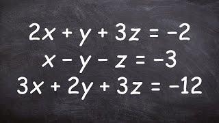 Solve a system of three variables