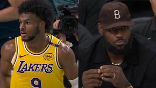 LeBron Looks on as Bronny James Scores His 1st Lakers Bucket in NBA Preseason Action 