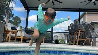 Learning To Dive In The Pool Is Hard His First Eye Check Up & Olivers 15 Month Update  Home Vlog