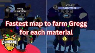 Dungeon Quest which maps are the best to farm for each of Greggs materials?