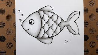 Çok Kolay Sevimli Bir Balık Resmi Adım Adım Nasıl Çizilir Çizim Hobimiz How To Draw Fish Easy