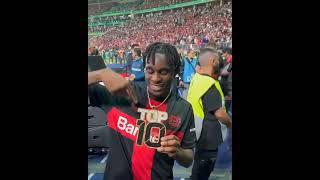 Jeremie Frimpong with the SC Top 10 chain after Bayer Leverkusen won the German Cup ️ #shorts