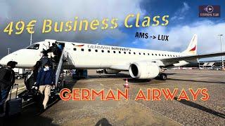 GERMAN AIRWAYS ON BEHALF OF KLM - BUSINESS CLASS WELL WORTH THE PRICE AMS - LUX