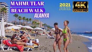 mahmutlar beach walking tour 4k  alanya antalya turkey holiday  turkey travel 4k UHD 60 fps