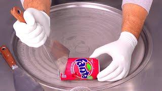 Fanta Cherry Ice Cream Rolls  how to make Fanta to Ice Cream - fast ASMR Hand Sounds & Movements